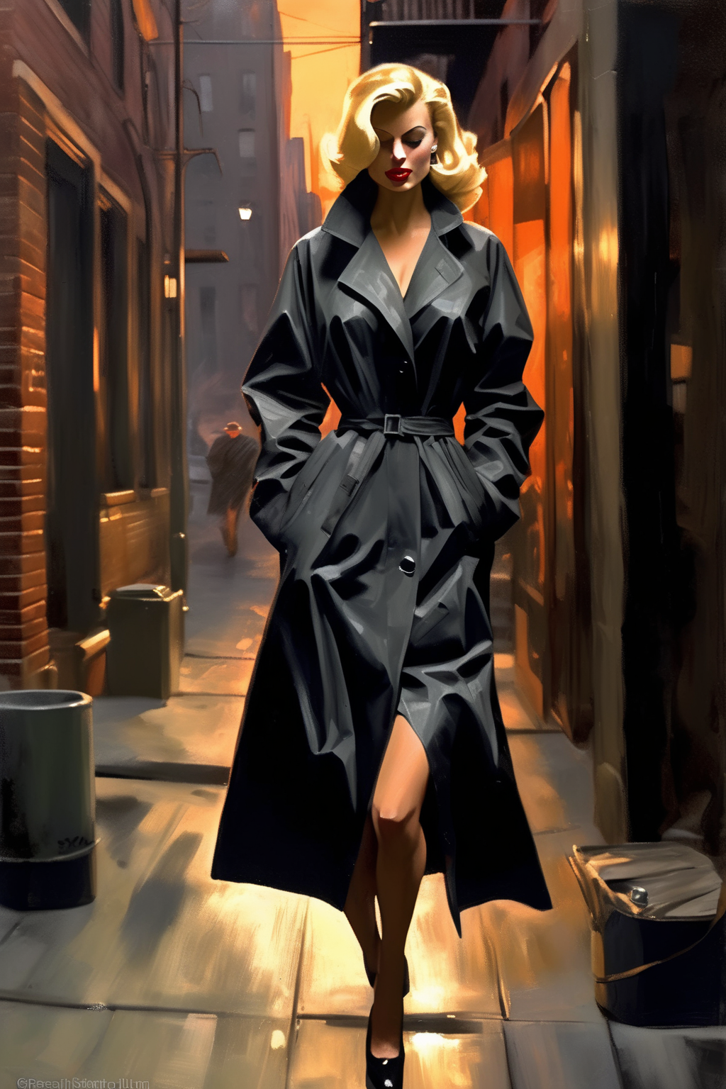 00209-2036158118-_lora_Ben Aronson Style_1_Ben Aronson Style - painterly illustration of a blonde hair woman with a misterious look as a spy from.png